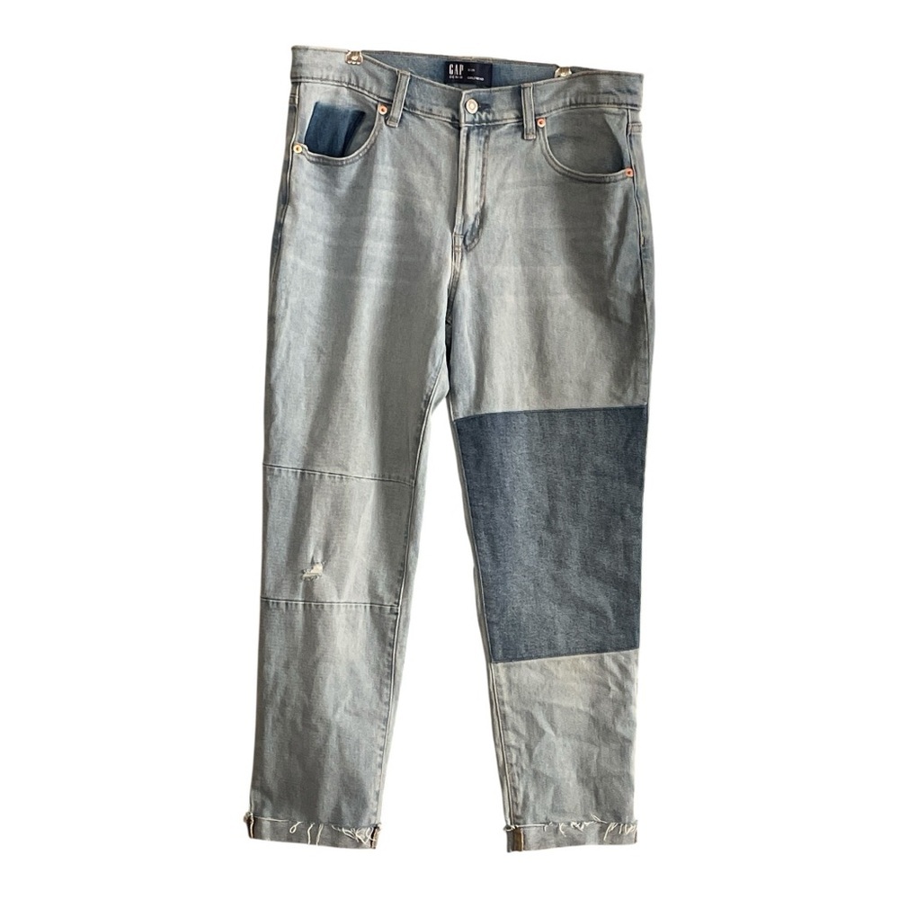 Gap “Girlfriend” Patchwork Denim Jeans - image 1